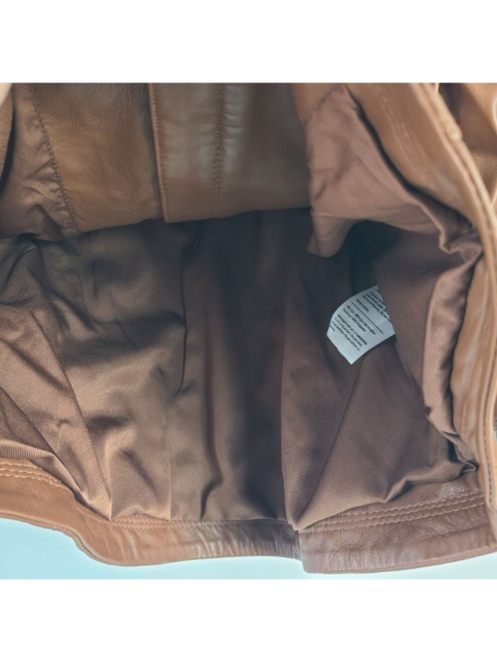 NEW Quince 100% Sheep Leather Stand Collar Jacket Cognac Women's Size M - Picture 6 of 11